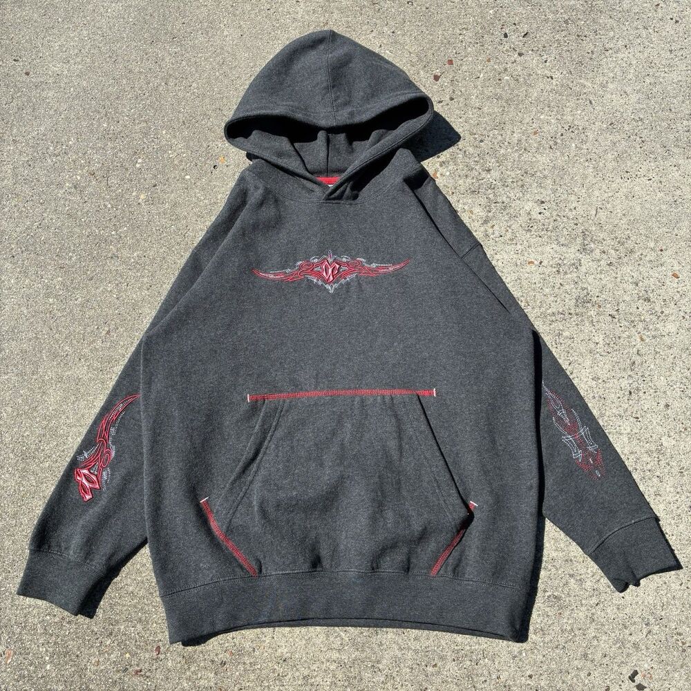 Vintage 90s Youth OP Ocean Pacific Hoodie Skateboard Flames Large JNCO Style